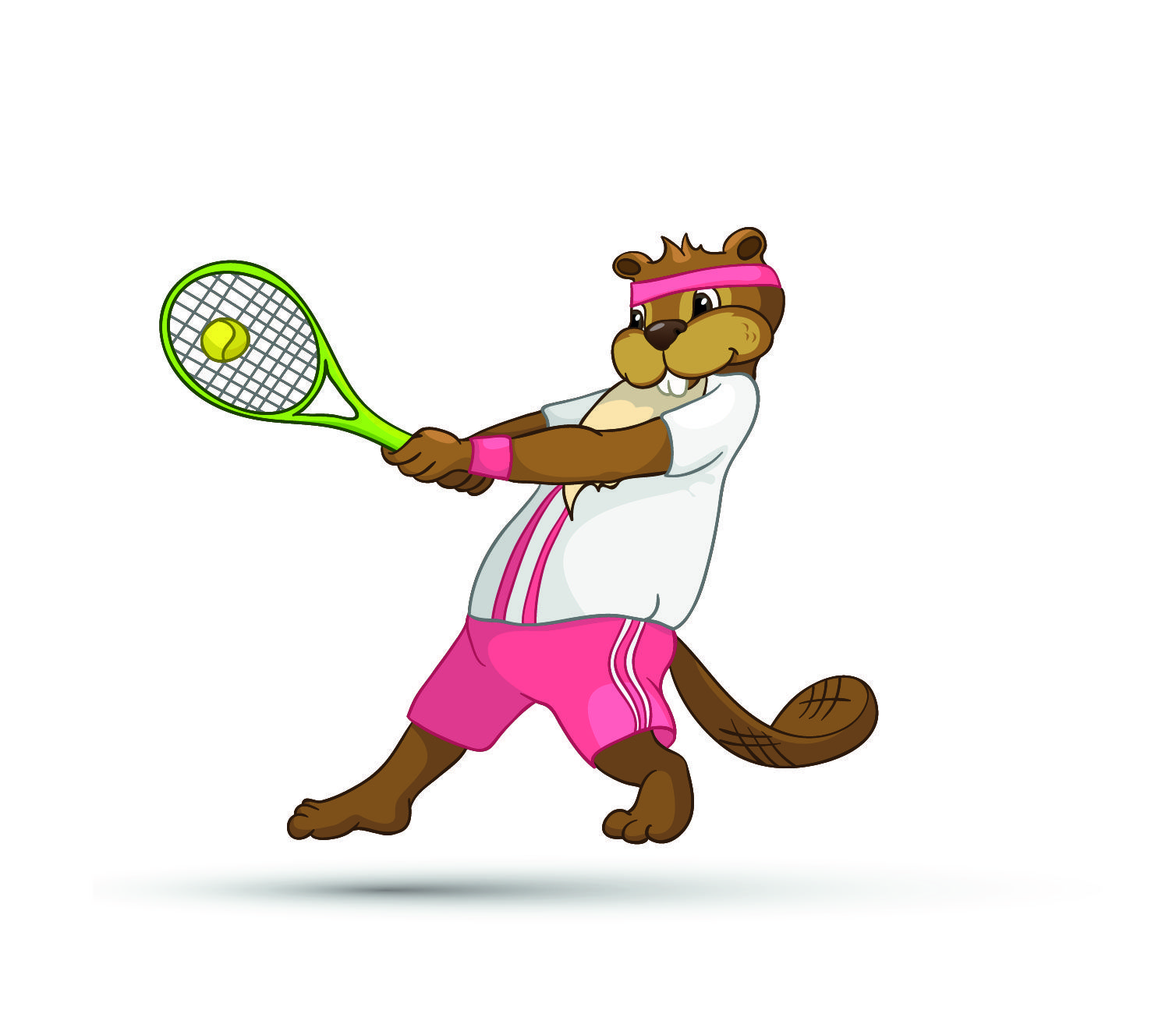 Gezeichnetes Biber Maskottchen der Kids Tennis Fun Academy